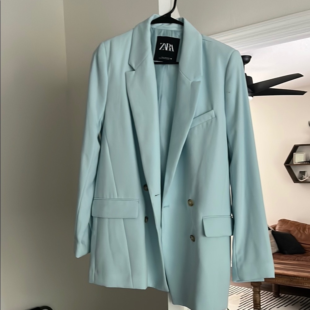 Zara Blue Tailored Blazer Suit Jacket